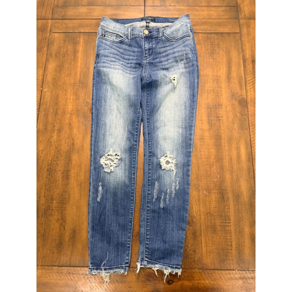 Judy Blue Los Angeles Distressed Raw Hem Skinny Jeans Medium Wash Size 7/28